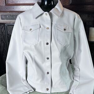 Marc Of New York Women's White Faux Leather Jacket, size large